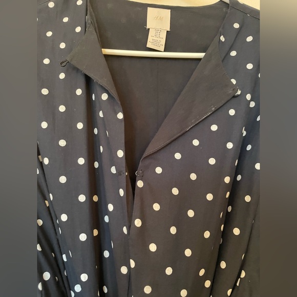 H&M navy blue polka dot peasant/skater dress - Picture 3 of 7